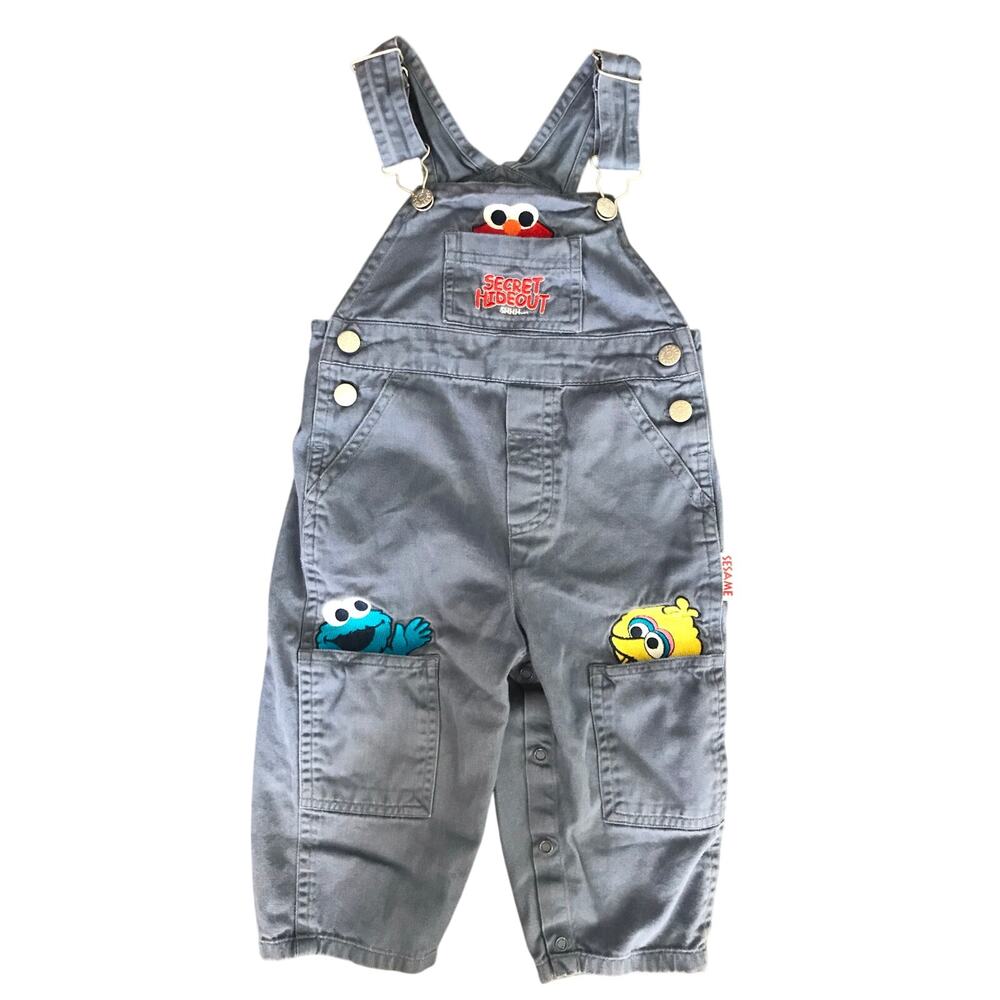 Sesame Street Vintage Embroidered Secret Hideout Overalls Size 18mo